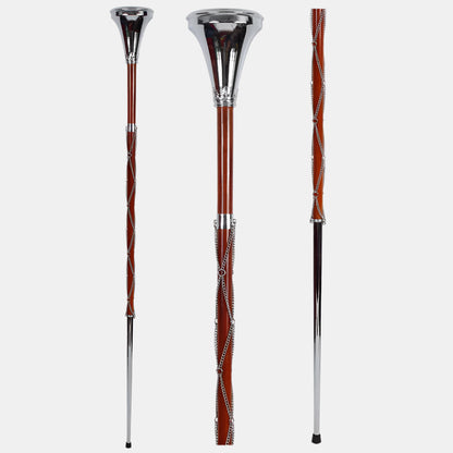 Drum Major Mace Stave Plain Flat Head Chrome Plated